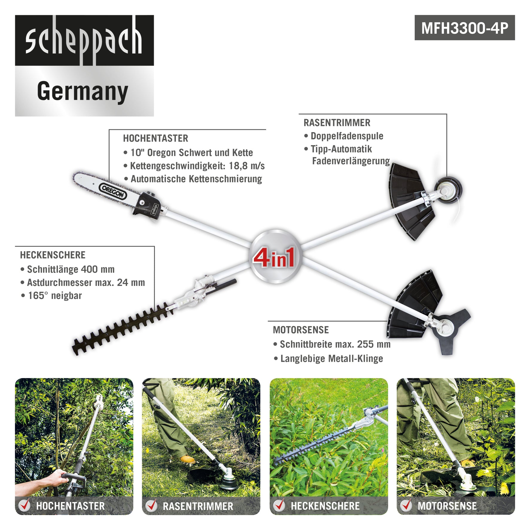 Multifunktionsgerät MFH3300-4P 4in1 Benzin