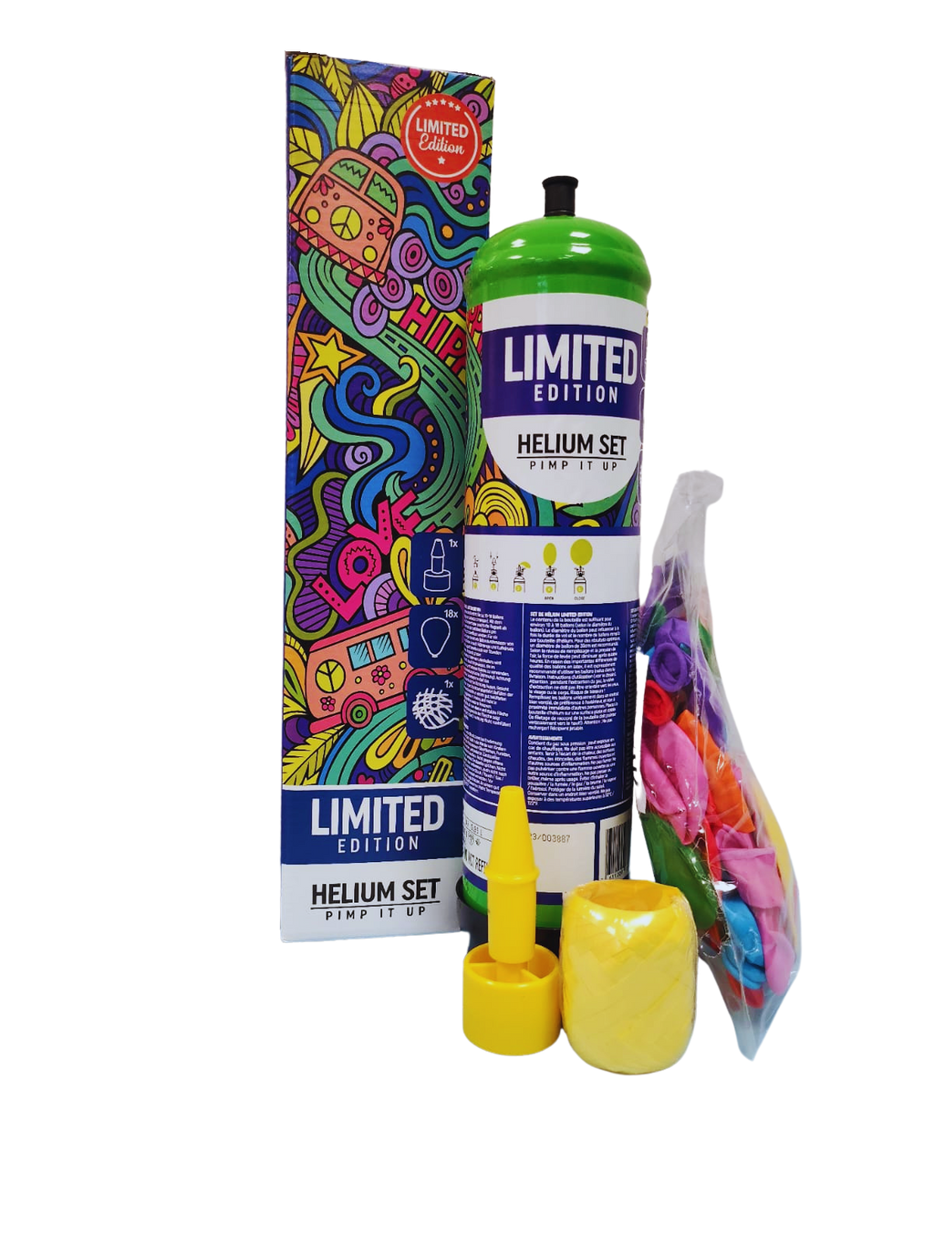 Helium Set 18 Ballons, Limited Edition Regenbogenfarben