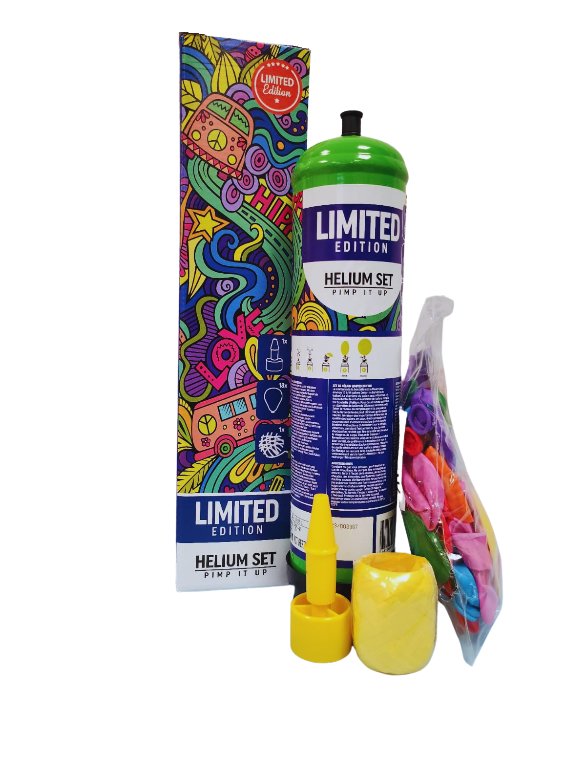Helium Set 18 Ballons, Limited Edition Regenbogenfarben