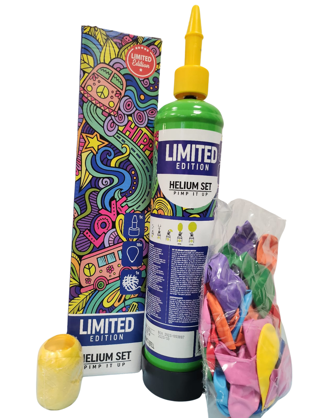 Helium Set 18 Ballons, Limited Edition Regenbogenfarben