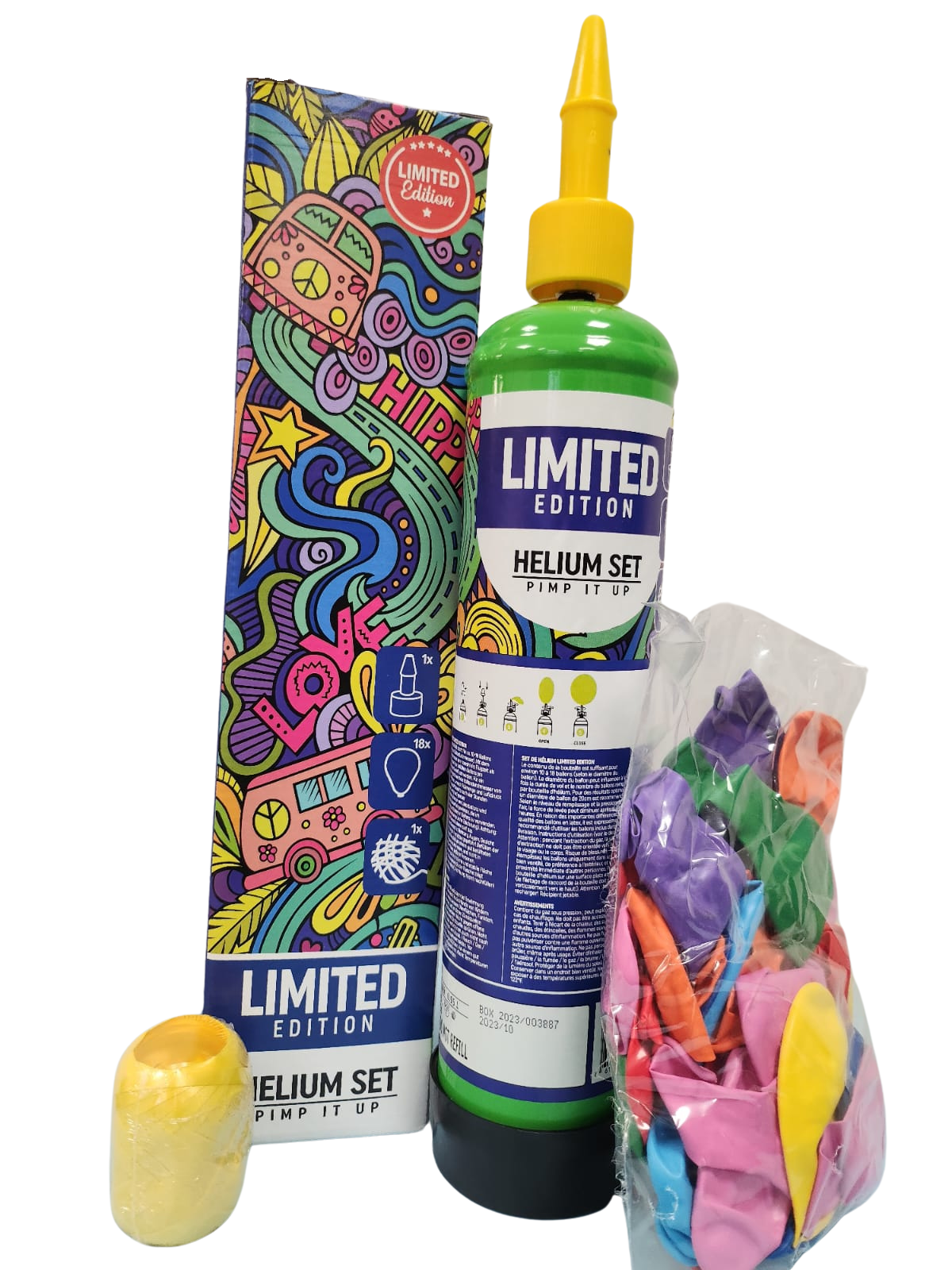 Helium Set 18 Ballons, Limited Edition Regenbogenfarben