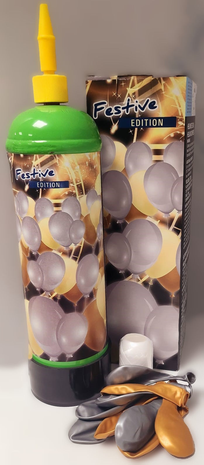 Helium Set 30 Ballons, Festive Edition Silber/Gold