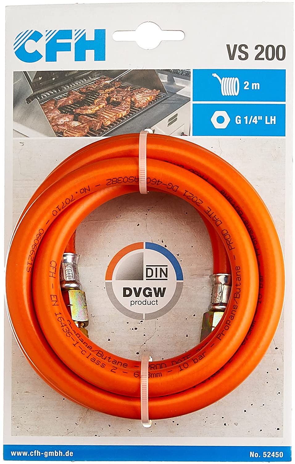 Gasschlauch 2m VS 200 DVGW, 1/4" 50mbar
