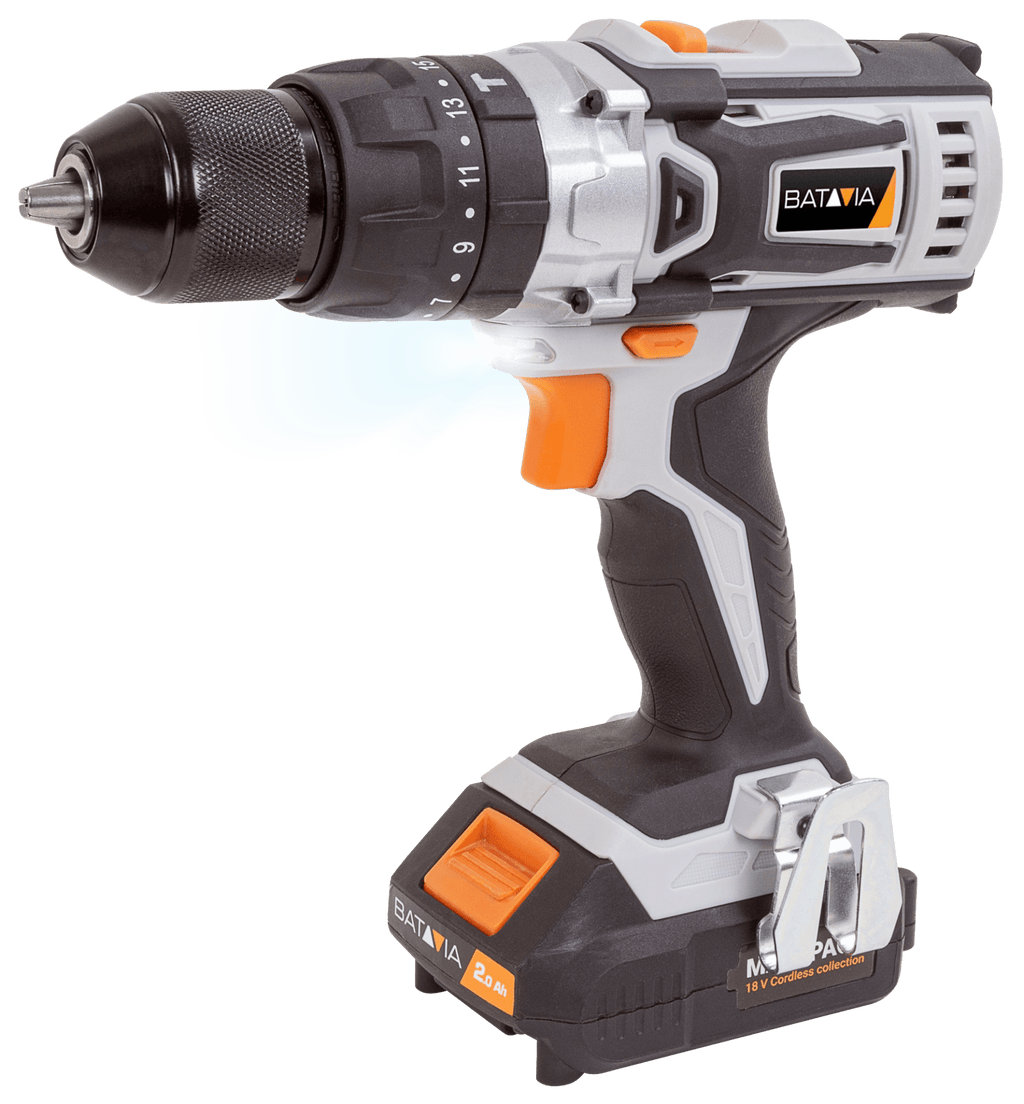 Akku-Schlagbohrschrauber 18V, 40Nm SET ( 2x Akku 2Ah / 1 Ladegerät 2.4Ah im Koffer)