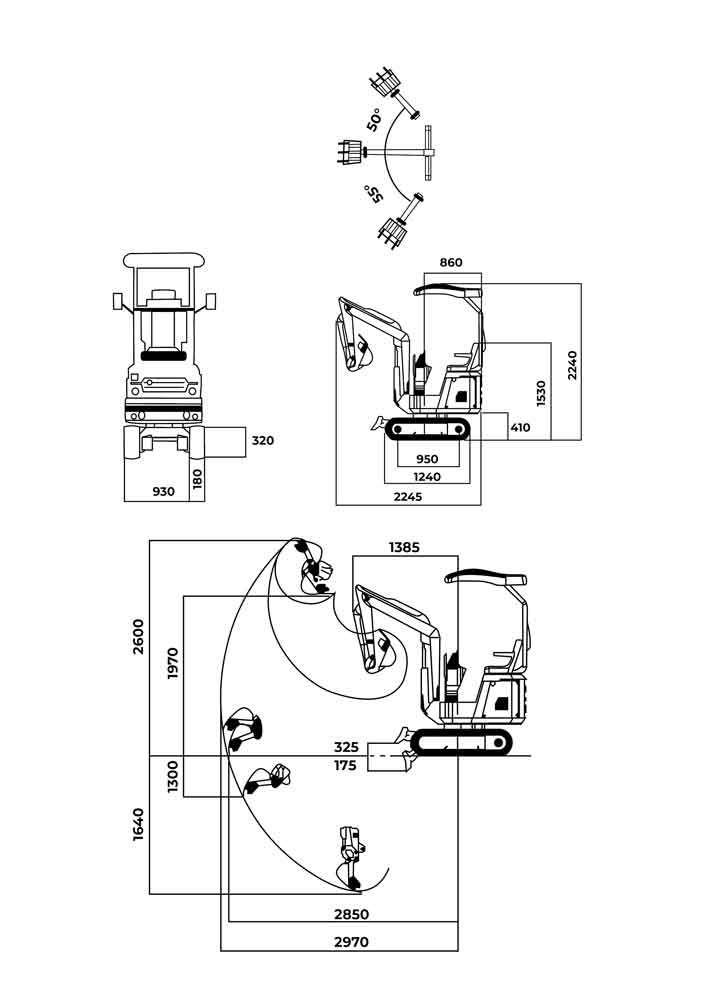 Minibagger 7 kW Dieselmotor