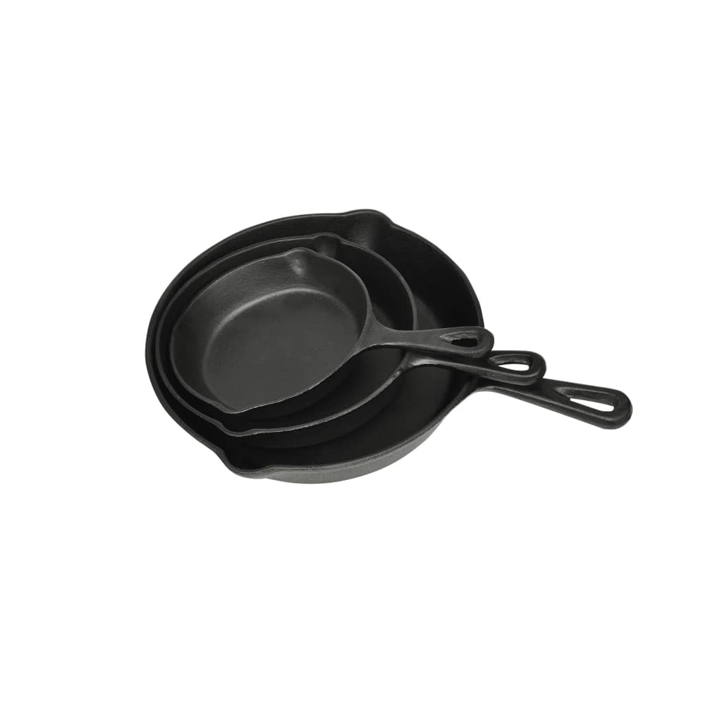 3-Tlg. Steakpfannen Set Gusseisen