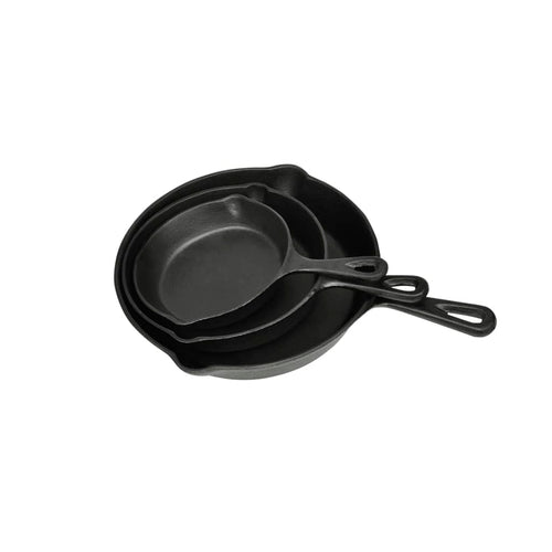 3-Tlg. Steakpfannen Set Gusseisen