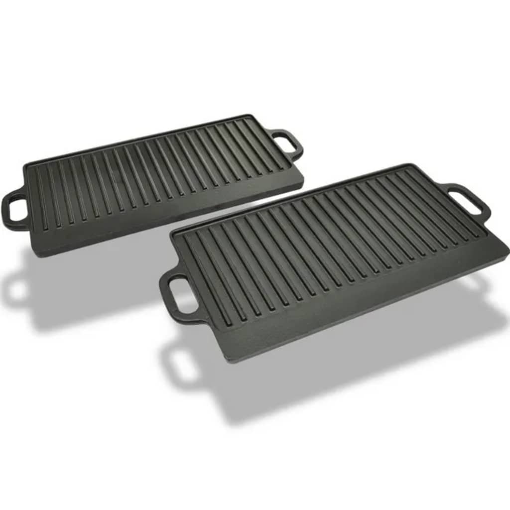 Grillplatte Wendeplatte 2 Stk. Gusseisen 38X23 Cm