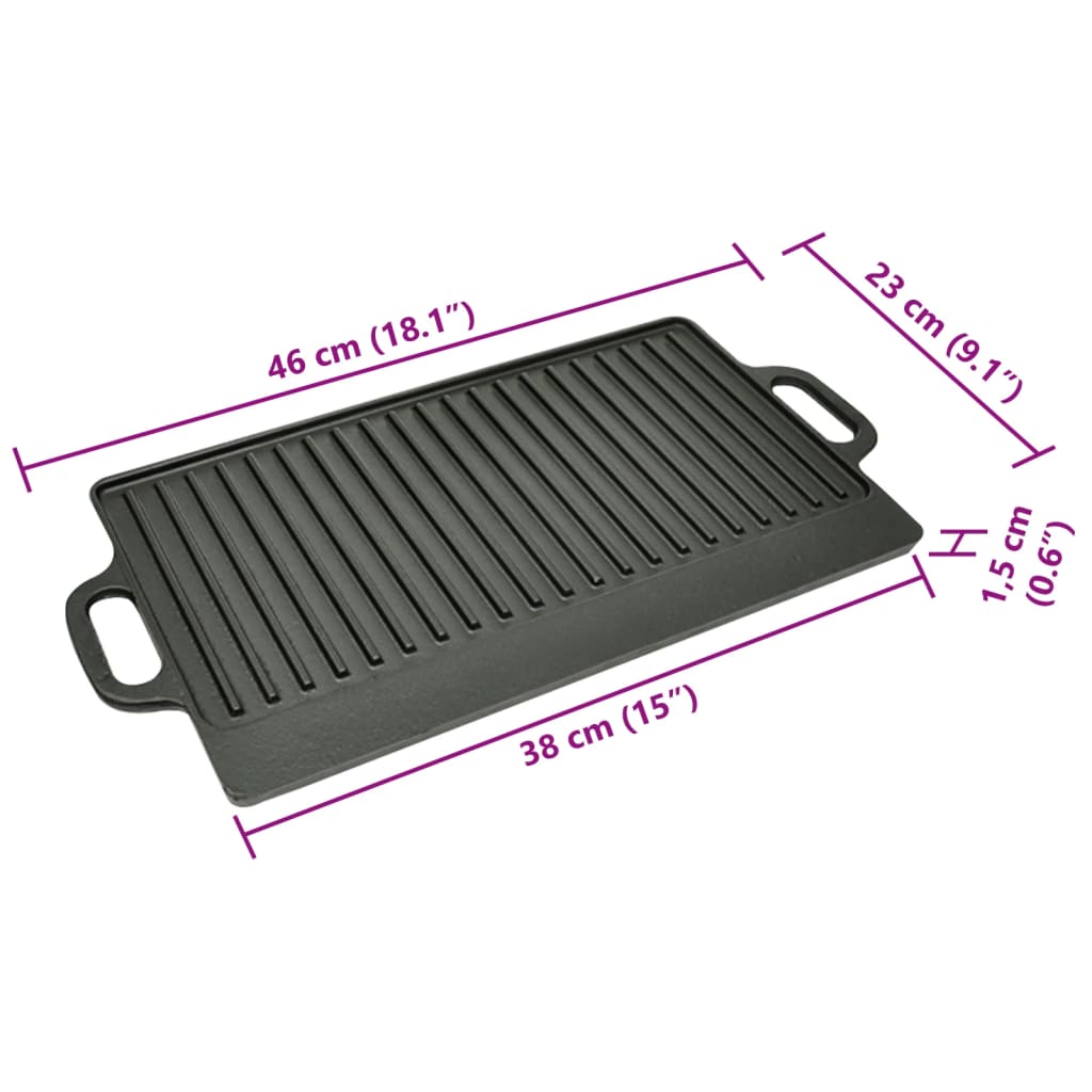 Grillplatte Wendeplatte 2 Stk. Gusseisen 38X23 Cm