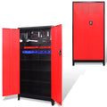 Werkzeugschrank Mit 2 Türen Stahl 90X40X180 Cm Schwarz/Rot Grau