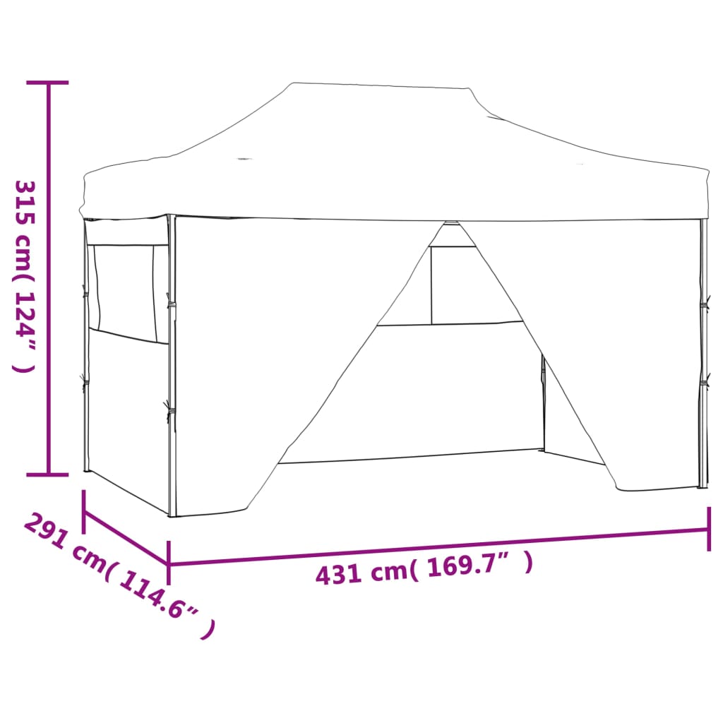 Faltzelt Pop-Up Mit 4 Seitenteilen 3X4,5 M