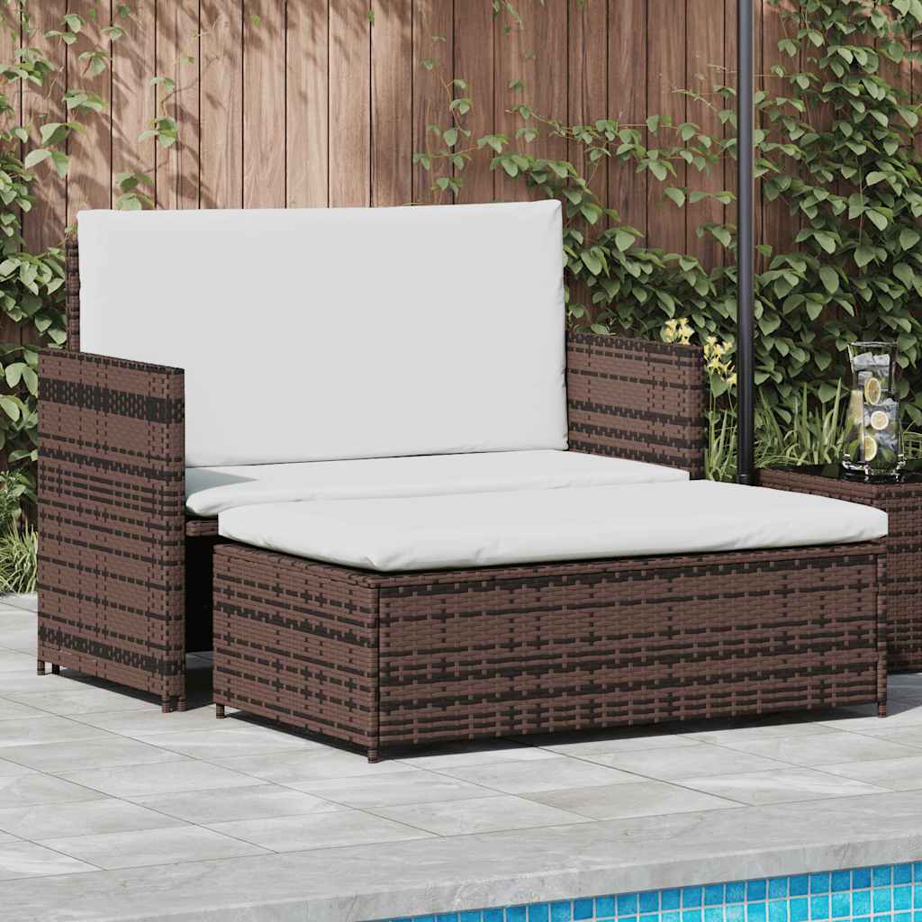 2-Tlg. Garten-Lounge-Set Mit Auflagen Poly Rattan