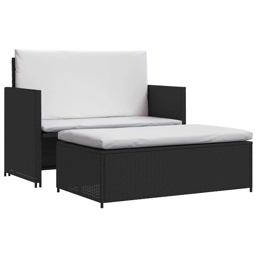 2-Tlg. Garten-Lounge-Set Mit Auflagen Poly Rattan