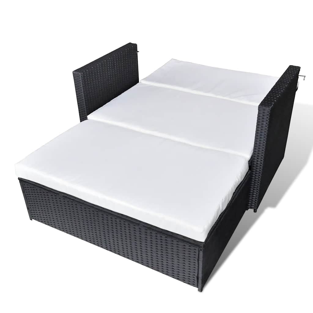 2-Tlg. Garten-Lounge-Set Mit Auflagen Poly Rattan