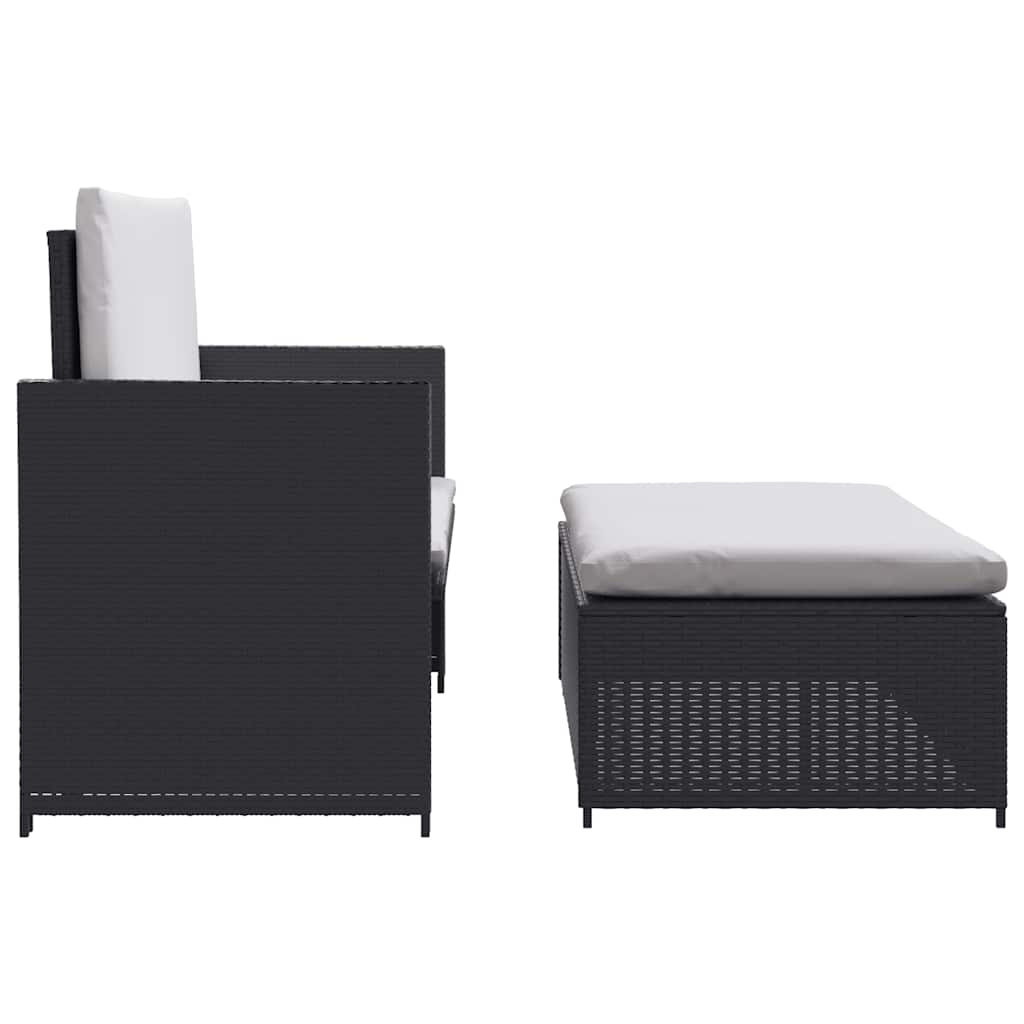 2-Tlg. Garten-Lounge-Set Mit Auflagen Poly Rattan