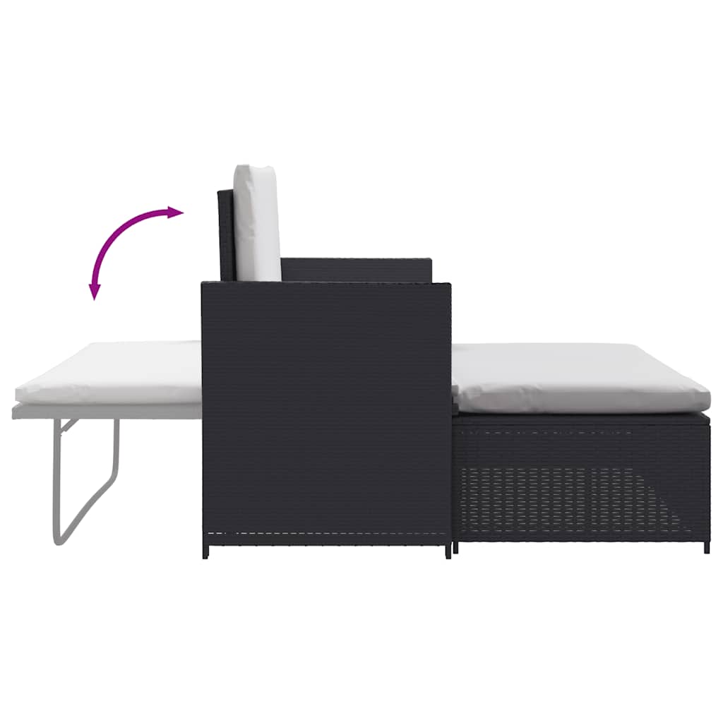 2-Tlg. Garten-Lounge-Set Mit Auflagen Poly Rattan