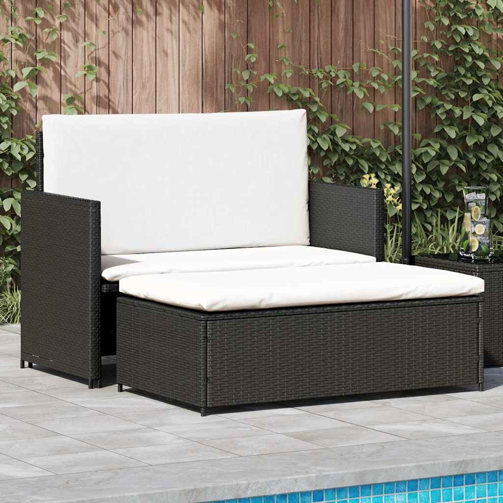 2-Tlg. Garten-Lounge-Set Mit Auflagen Poly Rattan