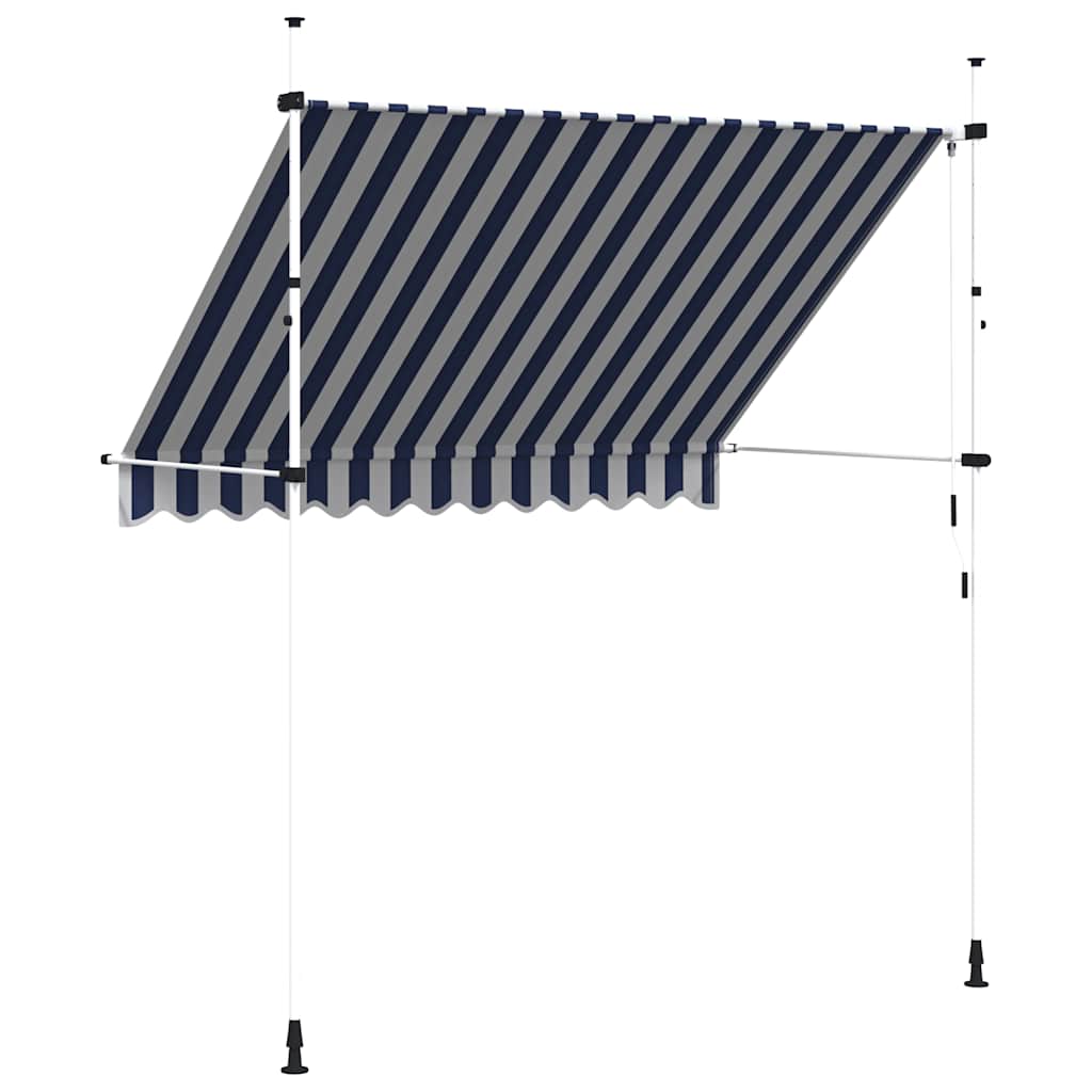 Einziehbare Markise Handbetrieben Blau/Weiß Gestreift Blau Und Weiß