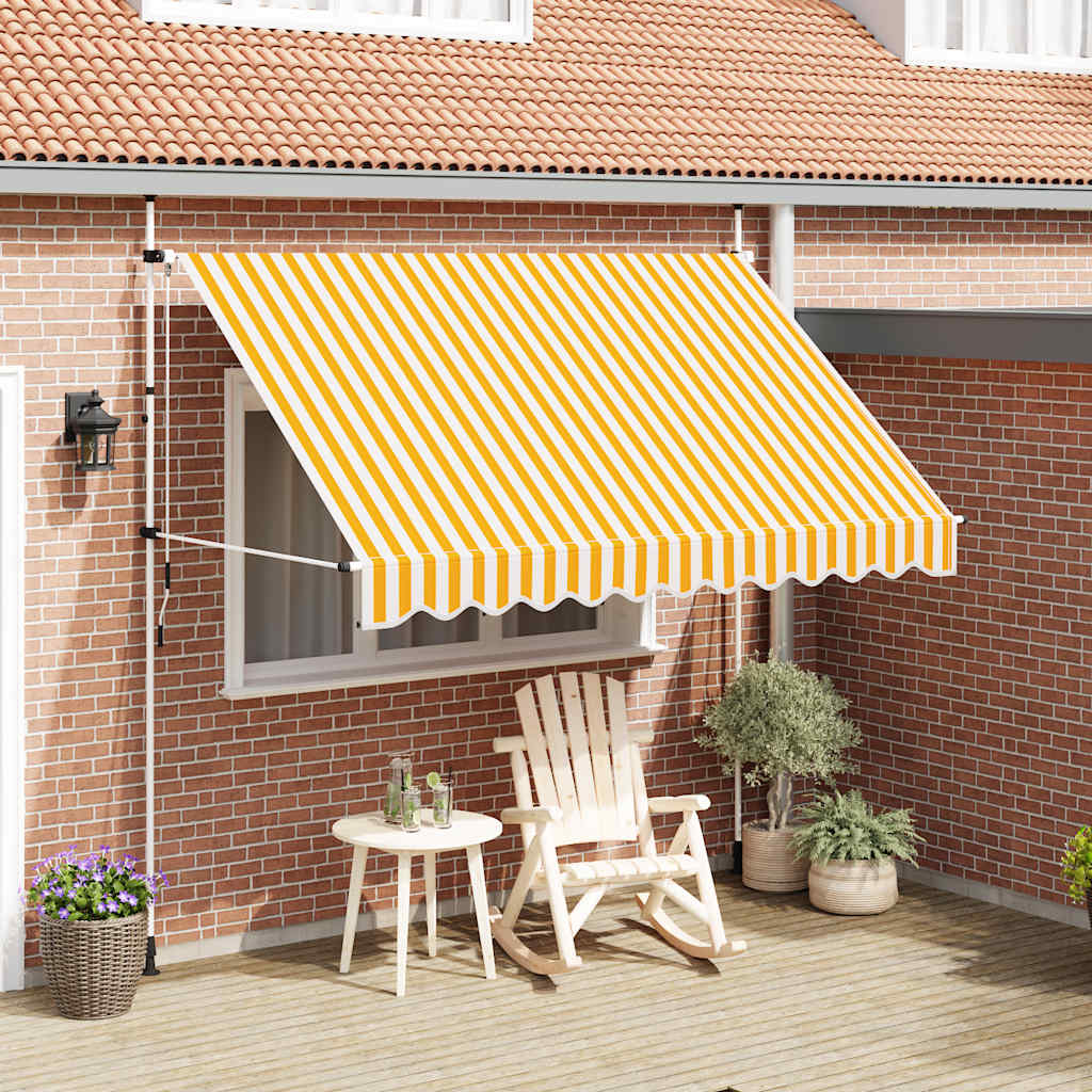 Einziehbare Markise Handbetrieben Orange/Weiß Gestreift Orange Und Weiß