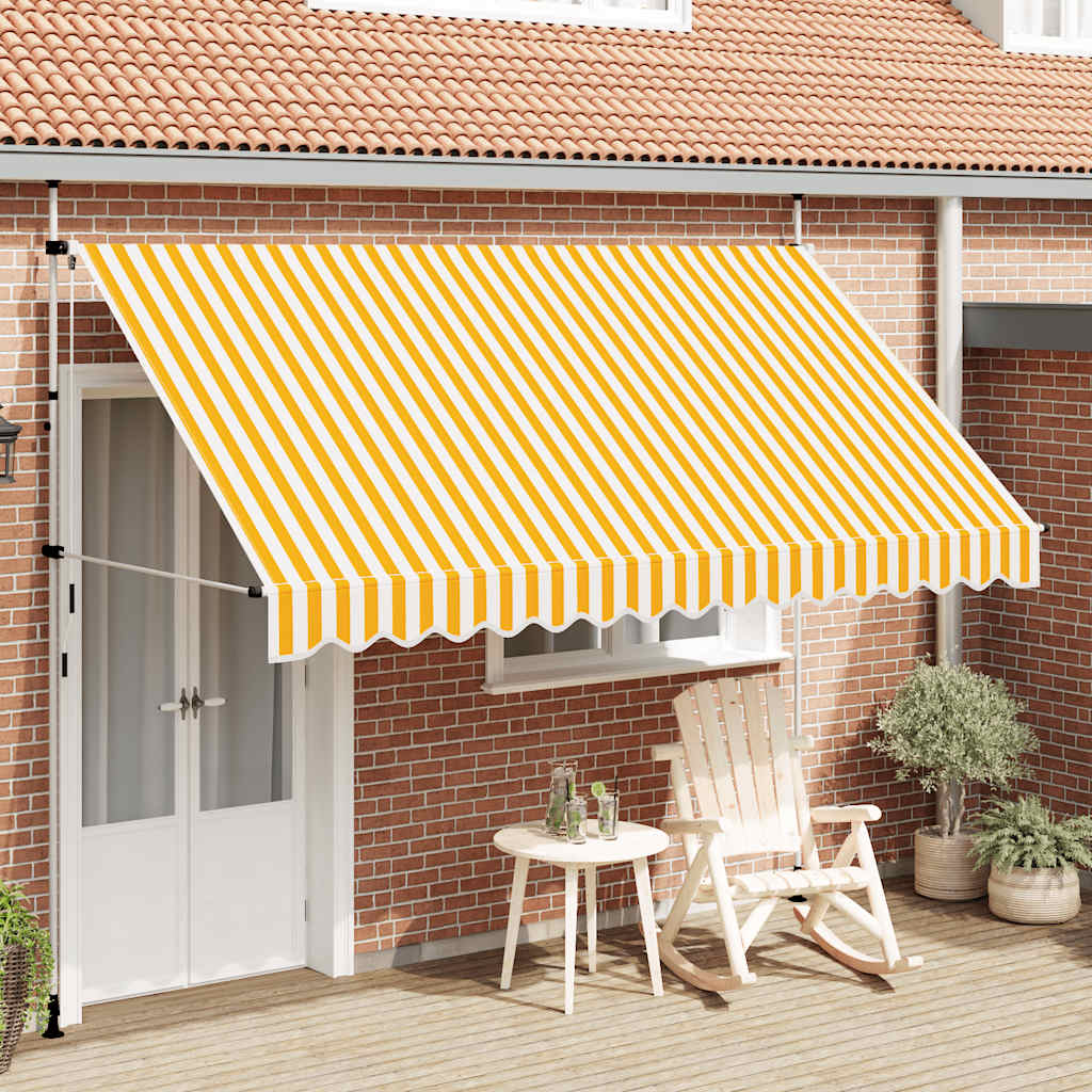 Einziehbare Markise Handbetrieben Orange/Weiß Gestreift Orange Und Weiß