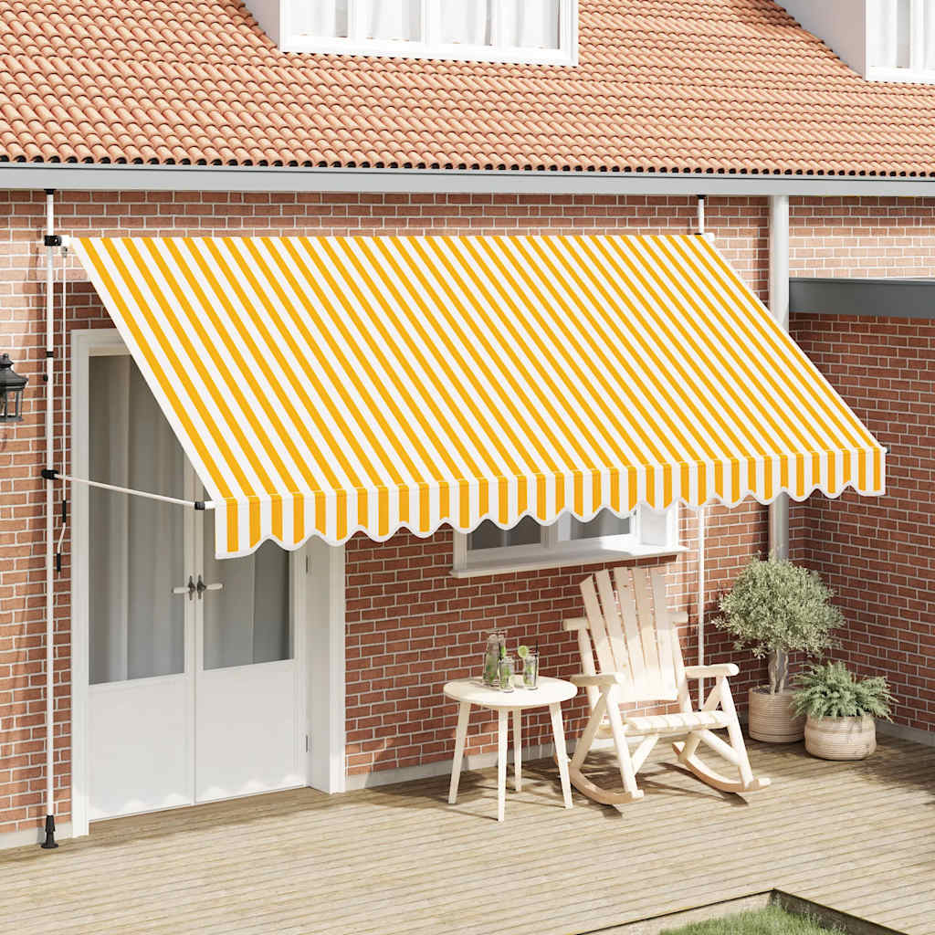 Einziehbare Markise Handbetrieben Orange/Weiß Gestreift Orange Und Weiß