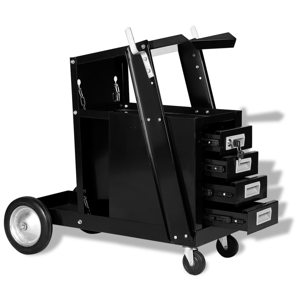 Schweißwagen Mit 4 Schubladen Schwarz