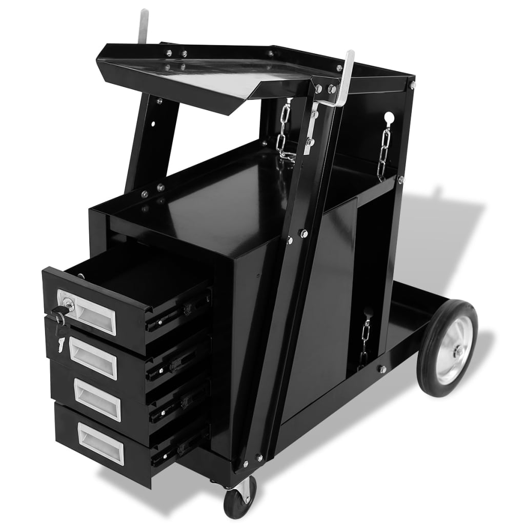 Schweißwagen Mit 4 Schubladen Schwarz