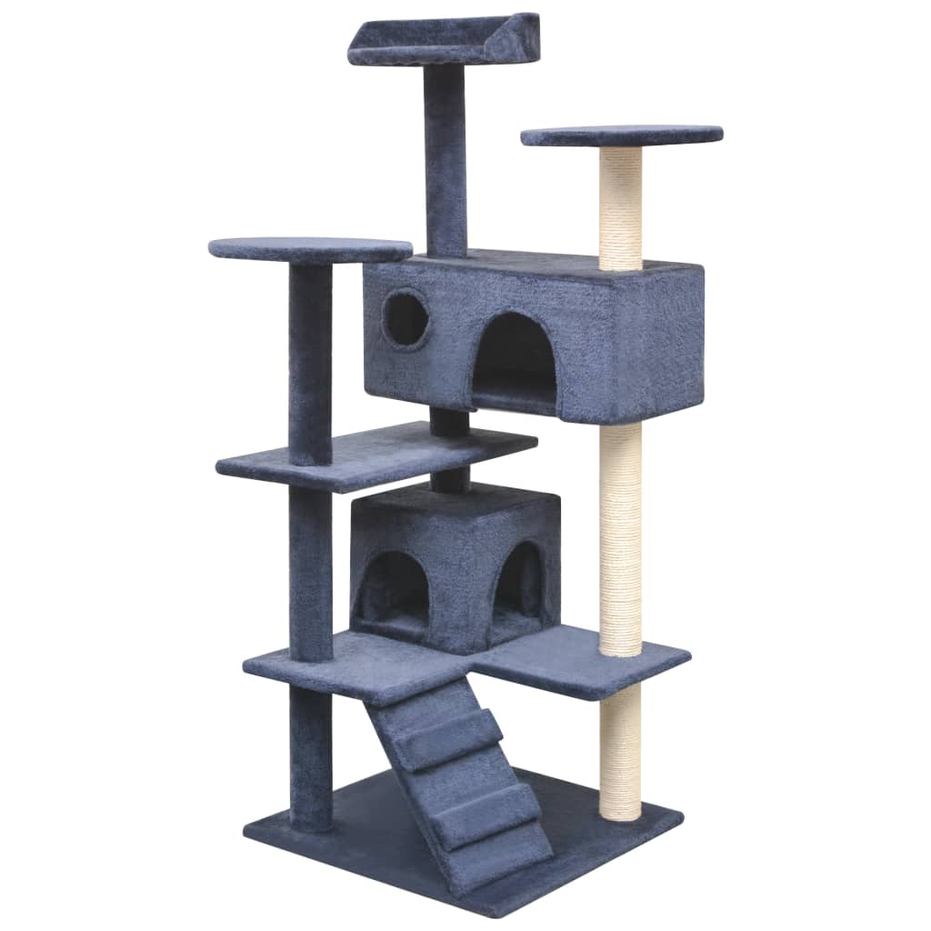 Katzen-Kratzbaum 125 Cm Grau Mit Pfoten-Aufdruck