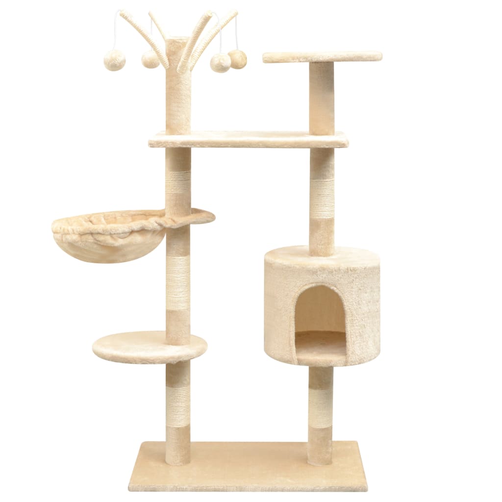 Katzen-Kratzbaum 125 Cm Grau Mit Pfoten-Aufdruck