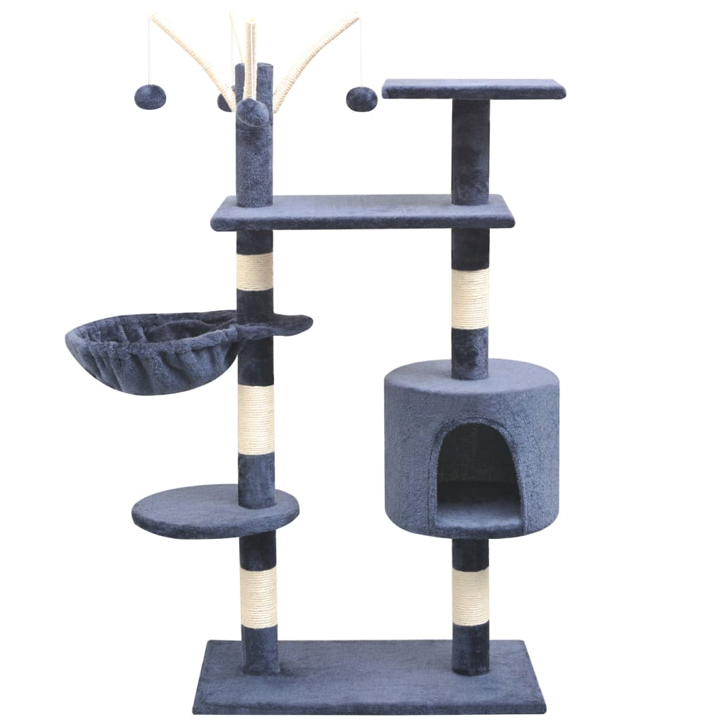 Katzen-Kratzbaum 125 Cm Grau Mit Pfoten-Aufdruck