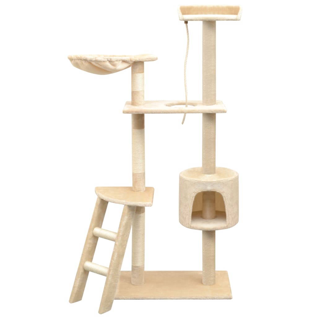 Katzen-Kratzbaum 125 Cm Grau Mit Pfoten-Aufdruck