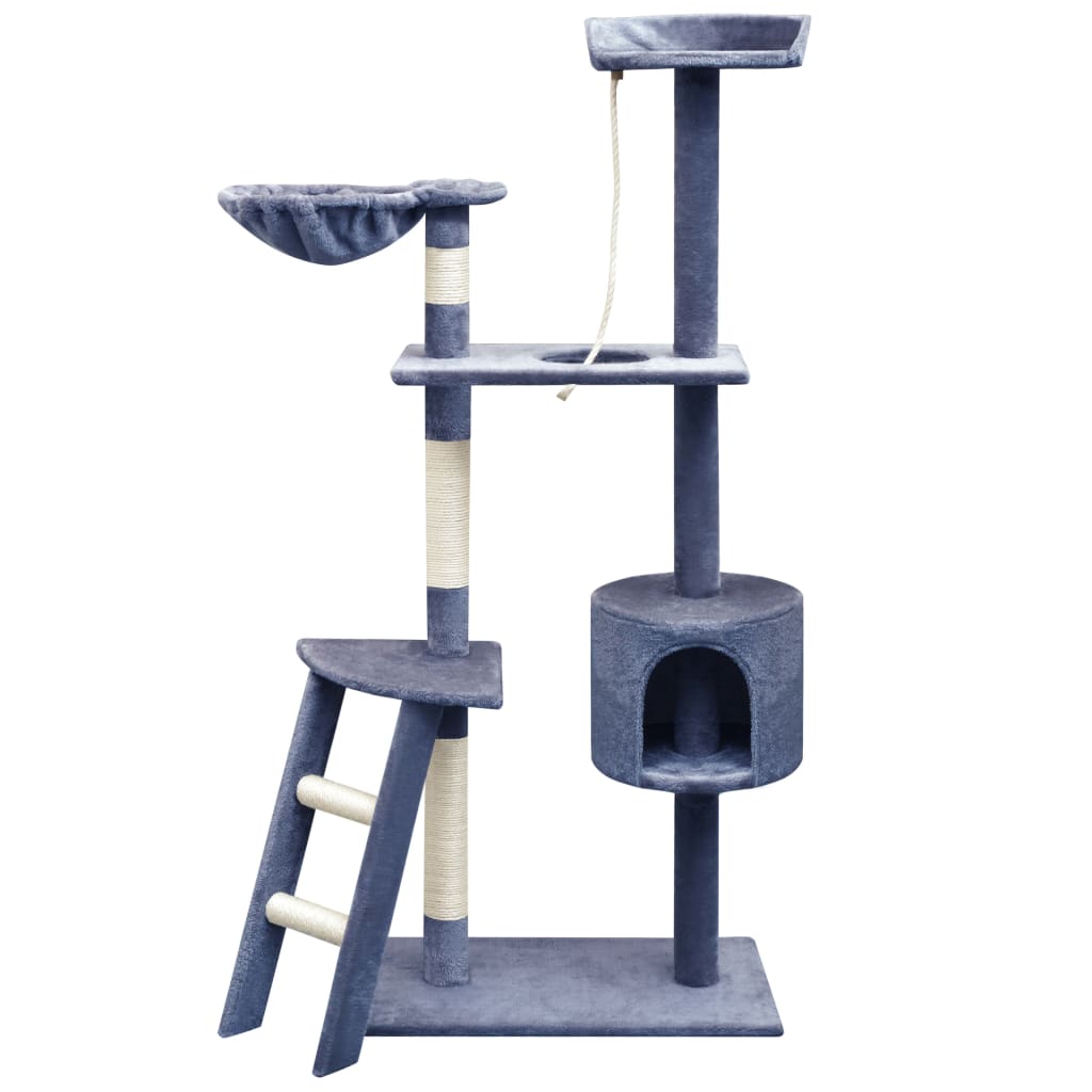 Katzen-Kratzbaum 125 Cm Grau Mit Pfoten-Aufdruck