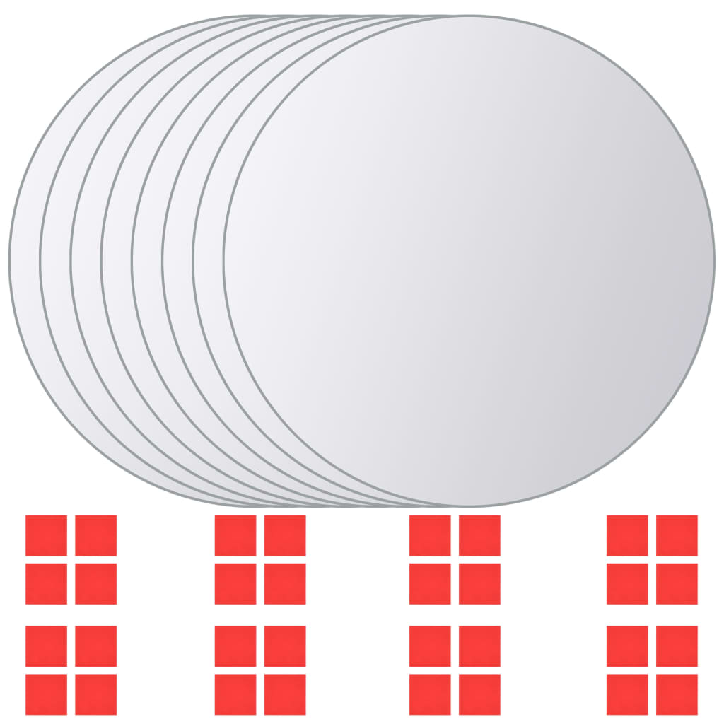 16-Tlg. Spiegelfliesen-Set Rund Glas