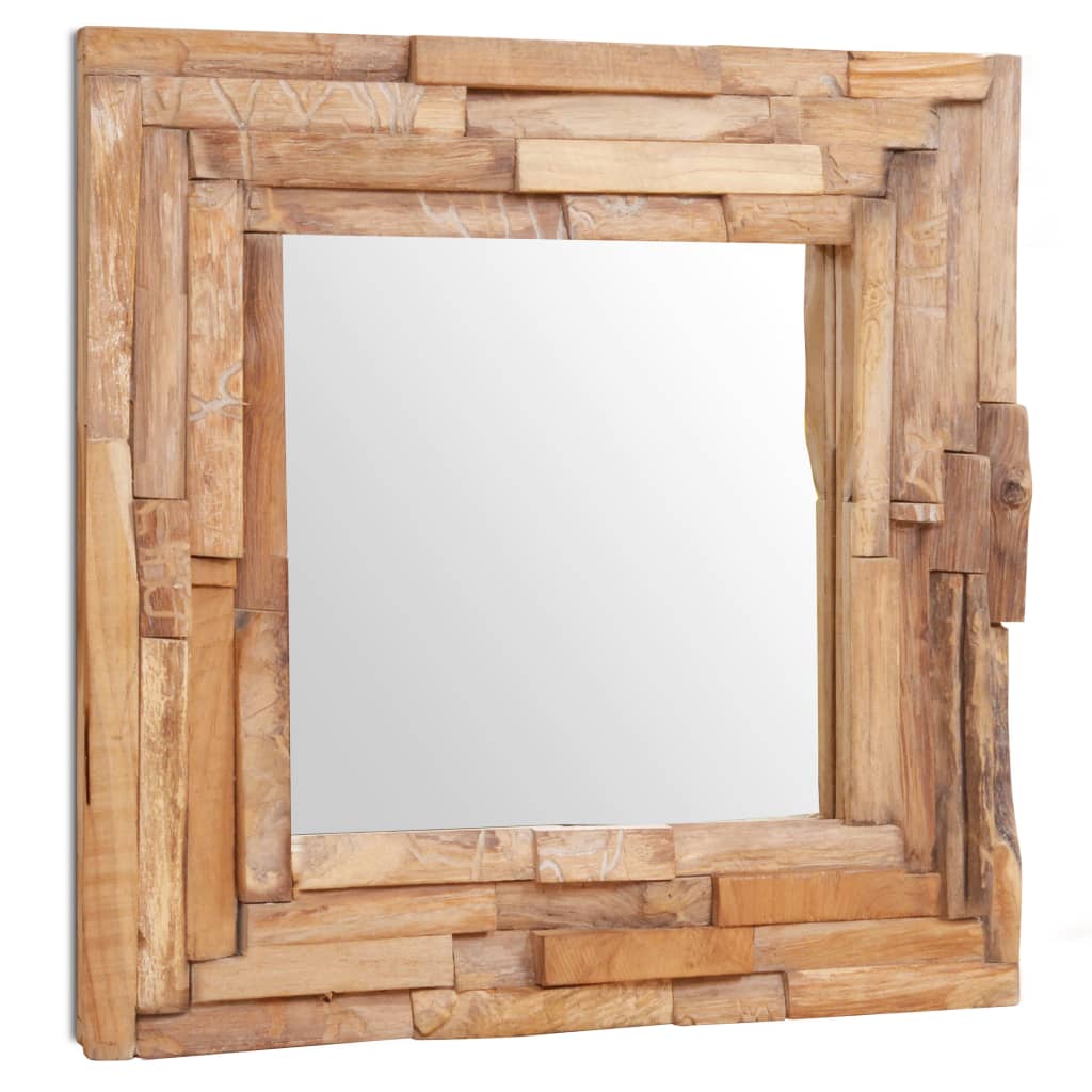 Dekorativer Spiegel Teak Quadratisch