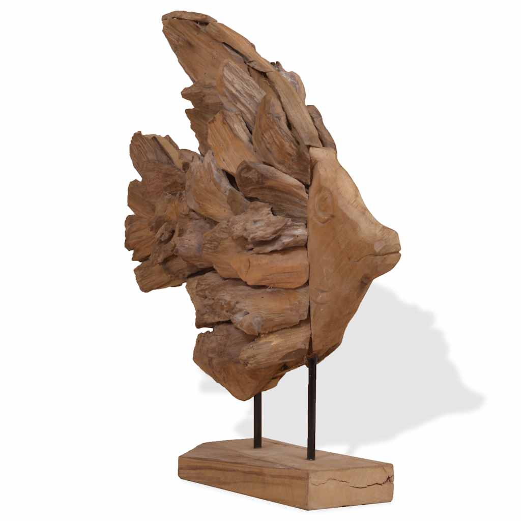 Fisch-Skulptur Teak 40X12X57 Cm