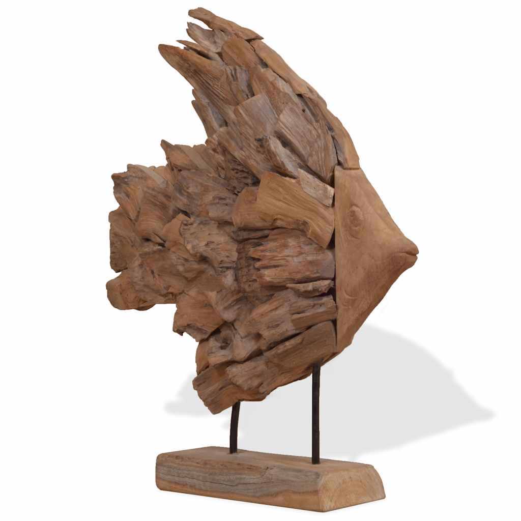 Fisch-Skulptur Teak 40X12X57 Cm