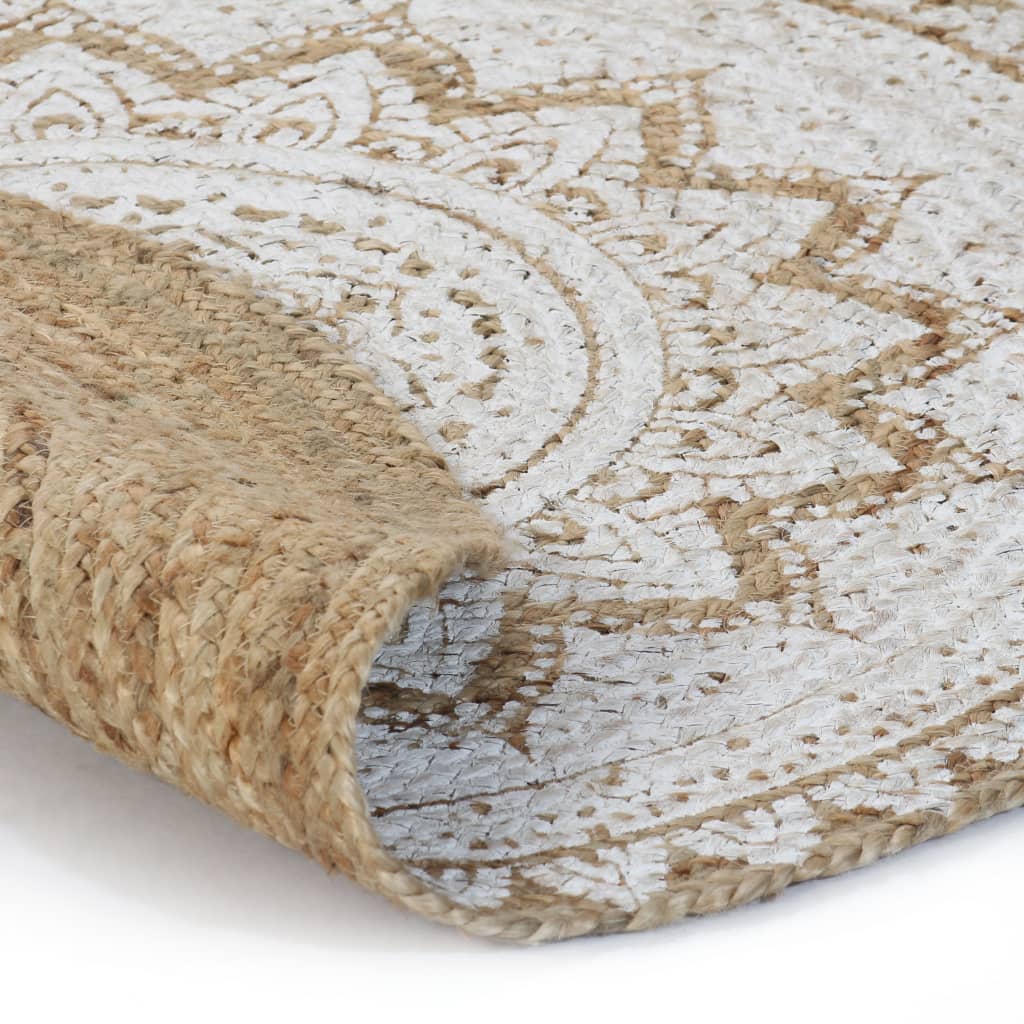 Teppich Jute Geflochten Bedruckt Rund