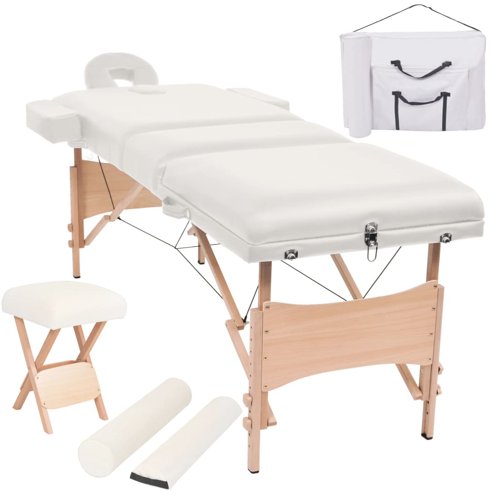 Massageliege 3-Zonen Mit Hocker Klappbar 10 Cm Sitz