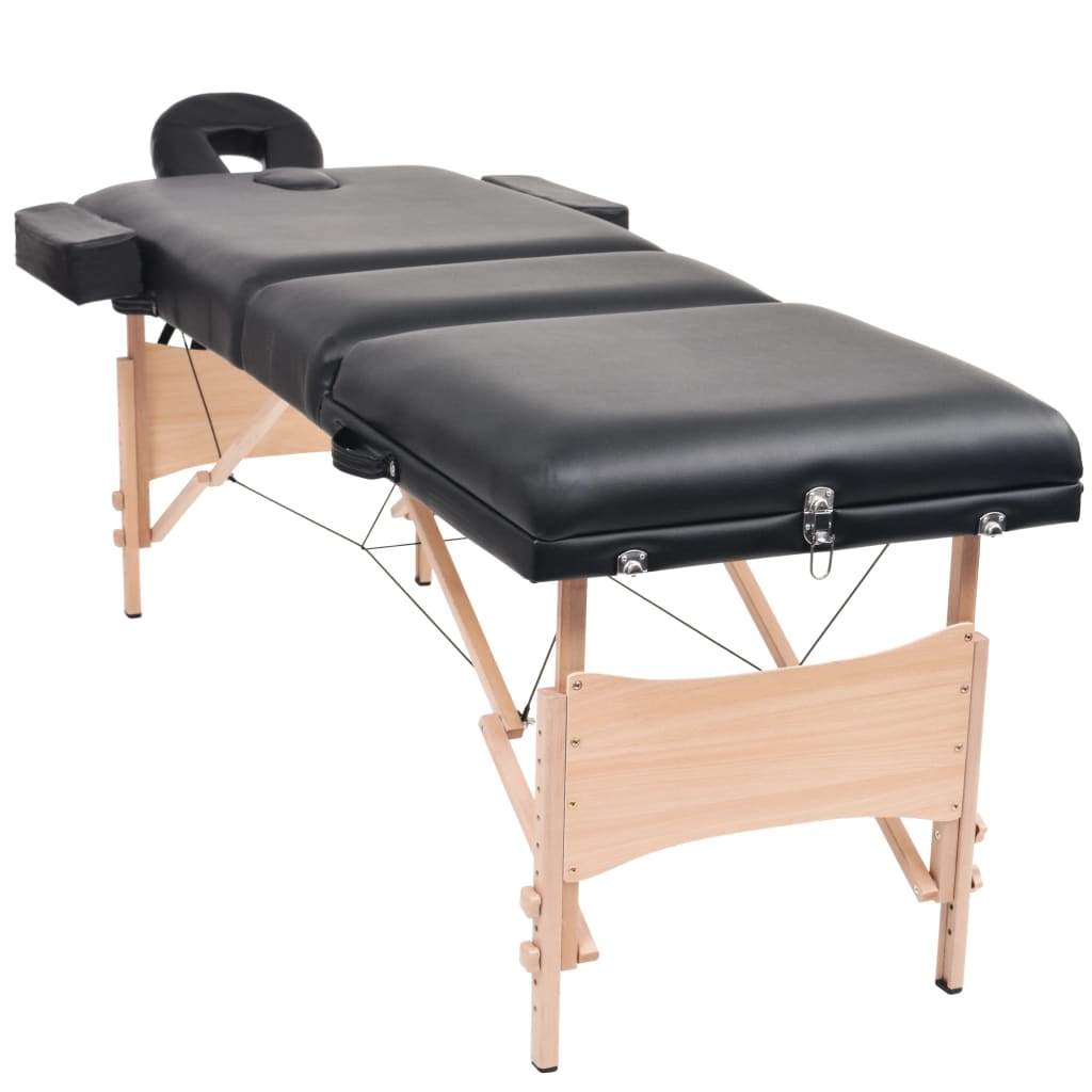 Massageliege 3-Zonen Mit Hocker Klappbar 10 Cm Sitz