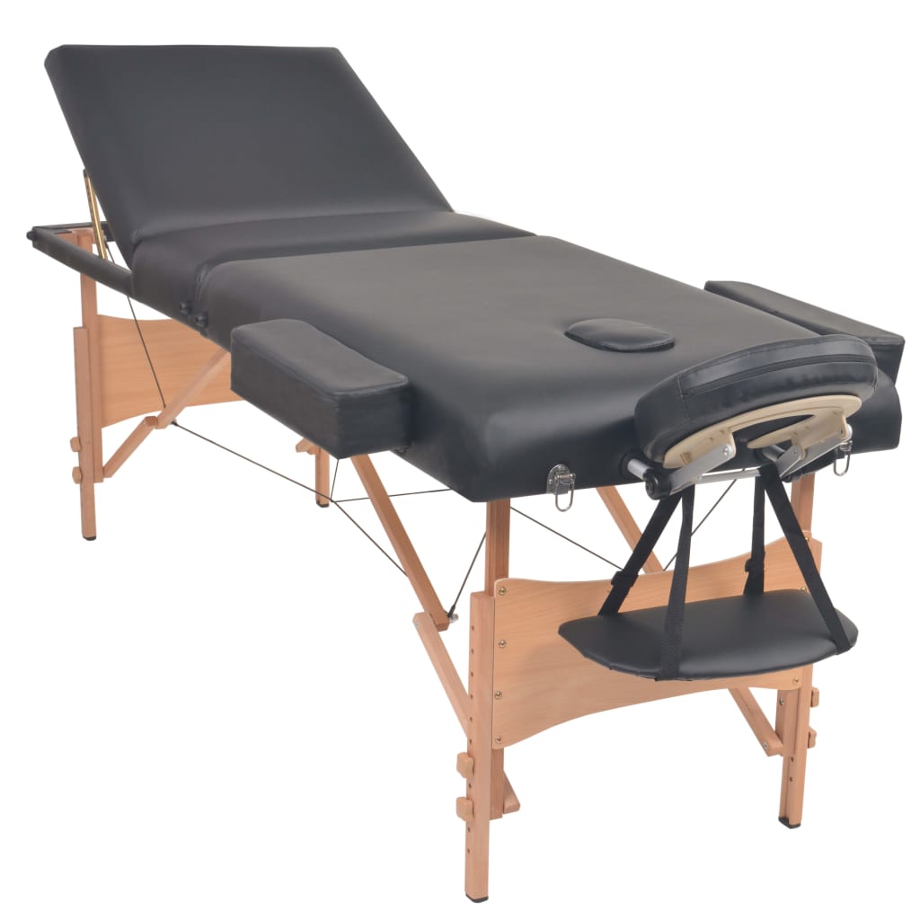 Massageliege 3-Zonen Mit Hocker Klappbar 10 Cm Sitz