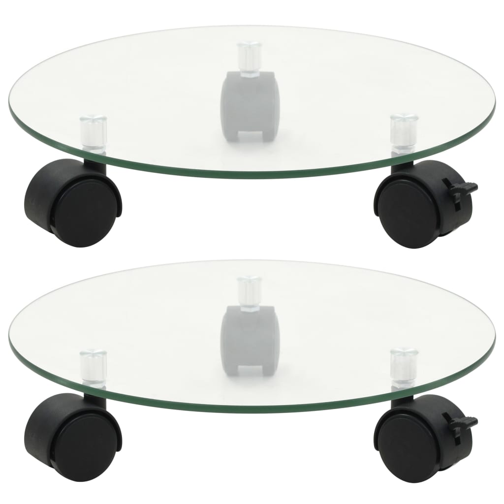 Pflanzenständer Mit Rollen 2 Stück Hartglas 28 Cm Rund