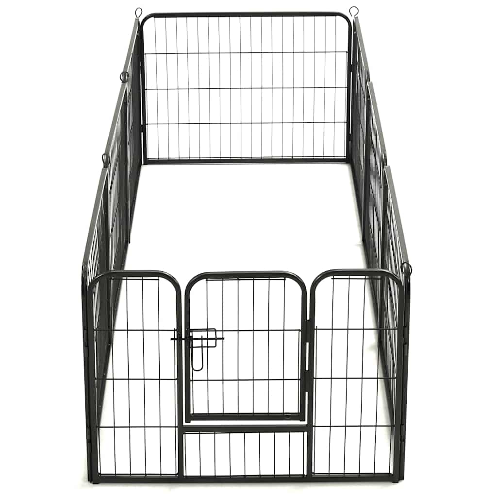 Hunde-Laufgitter 8 Paneele Stahl Schwarz