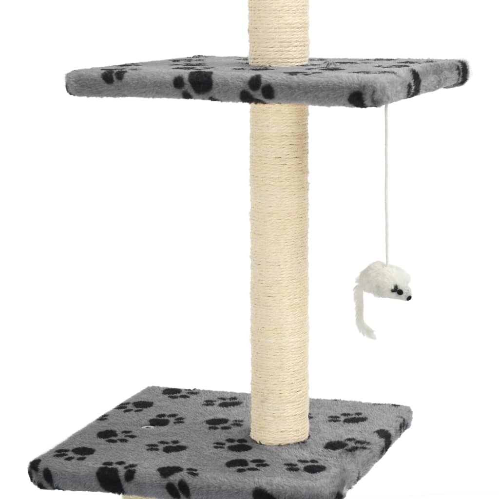 Katzen-Kratzbaum Mit Sisal-Kratzsäulen 260Cm Grau Pfotenabdruck