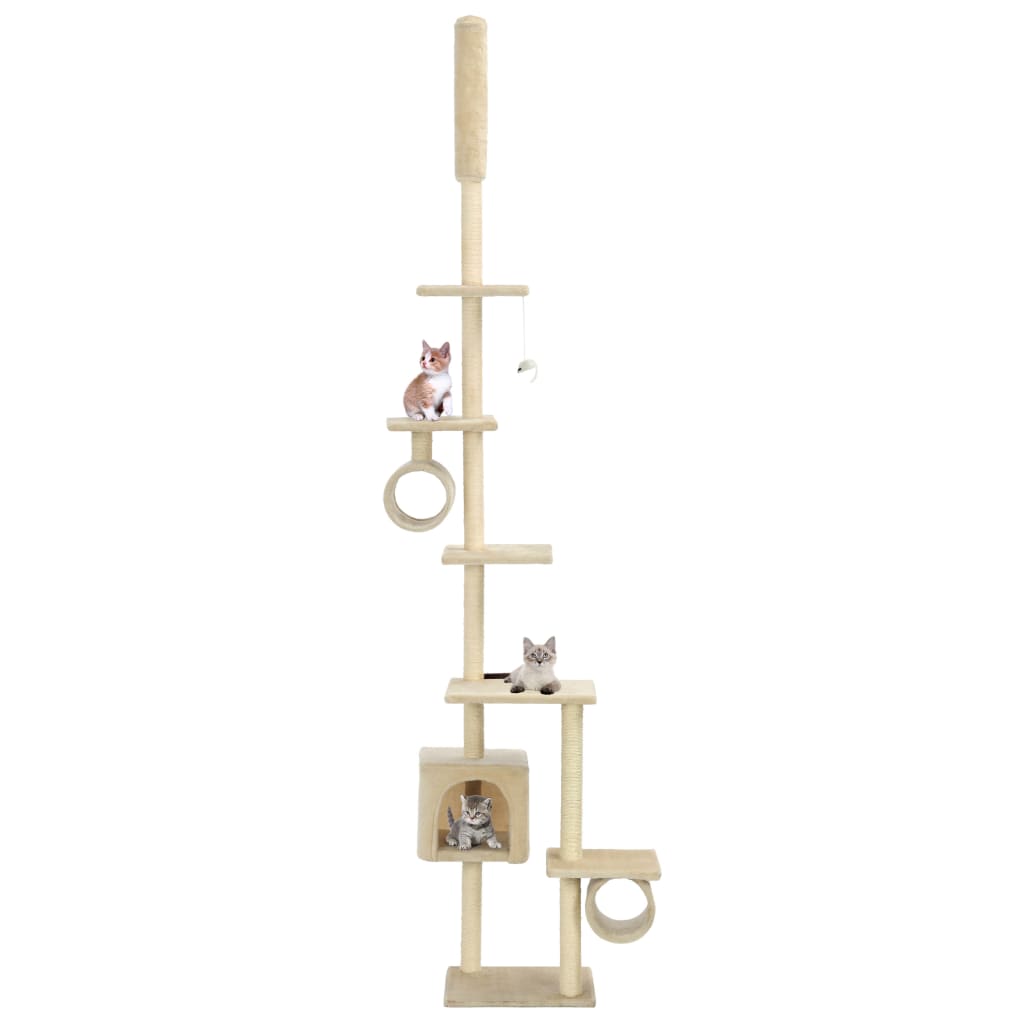 Katzen-Kratzbaum Mit Sisal-Kratzsäulen 260Cm Grau Pfotenabdruck