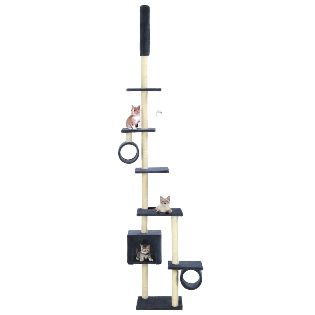 Katzen-Kratzbaum Mit Sisal-Kratzsäulen 260Cm Grau Pfotenabdruck