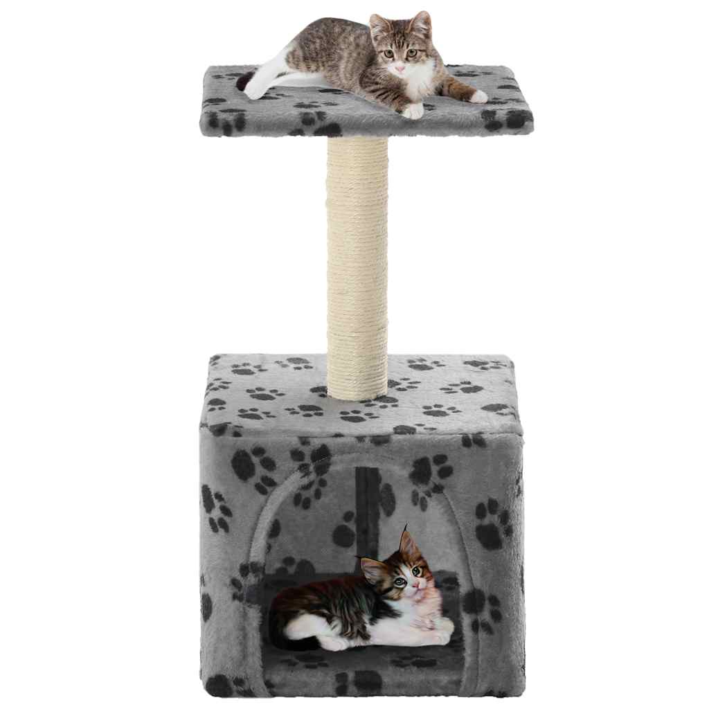 Katzen-Kratzbaum Sisal Beige Pfoten-Aufdruck