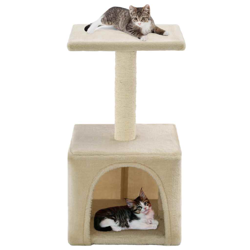 Katzen-Kratzbaum Sisal Beige Pfoten-Aufdruck