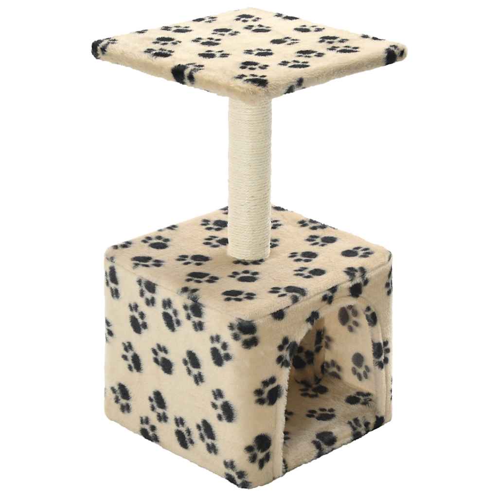 Katzen-Kratzbaum Sisal Beige Pfoten-Aufdruck