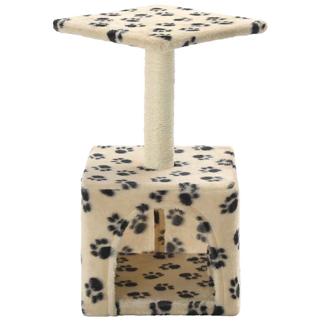 Katzen-Kratzbaum Sisal Beige Pfoten-Aufdruck