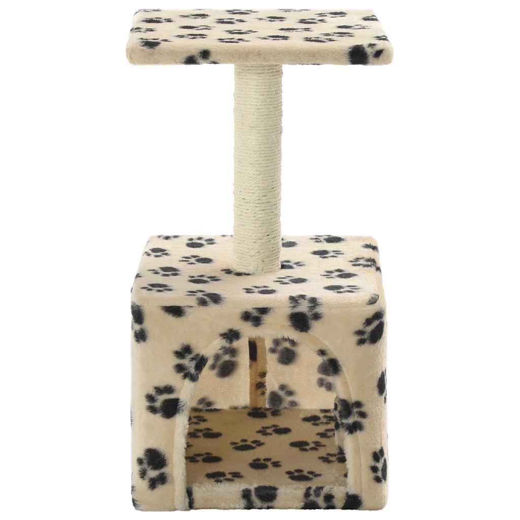 Katzen-Kratzbaum Sisal Beige Pfoten-Aufdruck